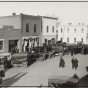 Black and white photograph of people gathering for a Nonpartisan League meeting in Echo, c.1918.