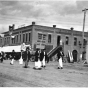 March for woman suffrage, Madison, Minnesota, ca. 1916.