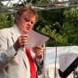 Garrison Keillor reviews a Prairie Home Companion script before a live show at Macalester College, 2015.