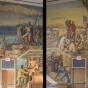 Color image of panels of a mural in Kiehle Hall, ca. 2017.