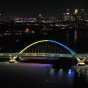 Lowry Avenue Bridge lit up in the colors (yellow and blue) of the Ukrainian flag