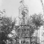 Black and white photograph showing the construction of the Hermann Monument, New Ulm, ca. 1888–1897. 