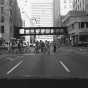 Black and white photograph of skyway near Sixth and Marquette, Minneapolis, c.1975.