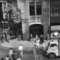 Black and white photograph of a Northwest Airlines city ticket office, 100 Sixth Street South, Minneapolis, c.1950. 