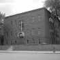 Black and white photograph of Minneapolis Talmud Torah at 725 Fremont Avenue North in Minneapolis, c.1950.