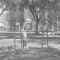 Black and white photograph of children in front of the Northeast Neighborhood House, 1976.