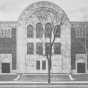 Black and white photograph of Beth El Synagogue at Penn and Fourteenth Avenue North in Minneapolis, 1938.