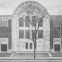 Black and white photograph of Beth El Synagogue at Penn and Fourteenth Avenue North in Minneapolis, 1938.