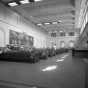 Black and white photograph of the interior of the Minneapolis Great Northern Depot waiting room, 1950.  
