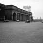 Black and white photograph of the Minneapolis Great Northern Depot, 1949. 