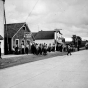 Striking lumberjacks standing near strike headquarters, Marenisco, Michigan.