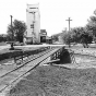 Black and white photograph of the locomotive turntable, Currie, September 1976.