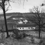 Black and white photograph of farm buildings, Rochester State Hospital, c.1940.