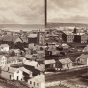 Black and white view of St. Paul from Park Place Hotel, looking southeast toward the first State Capitol, ca. 1871.