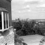 Black and white photograph of a view of downtown St. Paul and the lower West Side from the University Club, June 22, 1977. Photographed by Julian G. Plante.