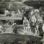 Black and white photograph of children playing in the fountain of St. Paul's Central Park, c. 1929 In the inset one can see the Minnesota Bakery Building on the south end of the park.