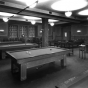 Black and white photograph of the billiard room in the St. Paul Athletic Club, c.1925. Photograph by Charles P. Gibson.