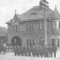 Black and white photograph of the police station at the intersection of Rondo Street and Western Avenue in St. Paul, c.1900.