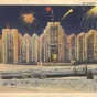 Color postcard of the 1937 Winter Carnival Ice Palace.  