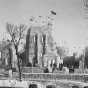 Black and white photograph of the 1940 Winter Carnival Ice Palace at Como Park.