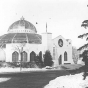 Black and white photograph of the Conservatory with special front for St. Paul Winter Carnival, 1940.