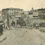 Black and white photograph of Bridge Square, Northfield, 1876.  