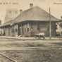 Black and white photograph of the C. M. & St. P. Depot, Wheaton, Minn, 1917.