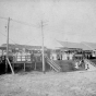 Black and white photograph of an interurban streetcar station (White Bear Lake), Wildwood Amusement Park, c.1915.