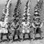 All American Girls Professional Baseball League members performing calisthenics in Opalocka, Florida. Black and White photo