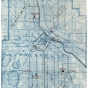 Color scan of a war map of Minneapolis likely drawn during the Twin Cities Streetcar strike, 1917.