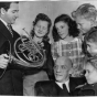 Dimitri Mitropoulos with sixth graders at a children’s concert