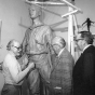 Paul Granlund with his sculpture, Russell Fridley, and Elmer L. Andersen