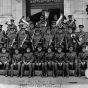 Black and white photograph of the Fourth Battalion Band, Minnesota Home Guard, c.1918. 