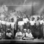 Black and white photograph of a children's theater group at the Phyllis Wheatley House, ca. 1960. 