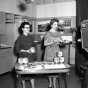 Black and white photograph of a food demonstration for WCCO-TV, 1957.