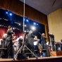 Color image of the Minnesota Orchestra performing the Cuban National Anthem at the Teatro Nacional in Havana. 2015.