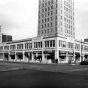 Black and white photograph of Foshay Tower at Ninth Street and Marquette, Minneapolis, 1958