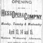 An advertisement in the Crookston Weekly Times for the opening night performance at the Opera House Block on April 13–15, 1891, featuring the Hess Opera Company.