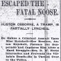 Black and white image of headline from the St. Paul Pioneer Press regarding the near-lynching of Houston Osborne, June 3, 1895. 