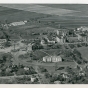 Black and white aerial view of Gustavus Adolphus College, 1947. Photograph by Bruce Sifford Studio, Minneapolis, MN.