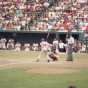 Color image of Kirby Puckett batting against the Baltimore Orioles during a game at Camden Yards.
