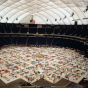 Color image of the NAMES Project AIDS Memorial Quilt at the Metrodome, 1988.