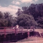 Color image of Poco-a-Poco 4-H Club members restoring the Chicago, St. Paul, Minneapolis & Omaha turntable, 1972.