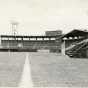 Municipal Stadium was the home of the Rox from 1948-1970. This photograph is taken down the third base line and shows the main grandstand and press box, c.1950. From the Stearns History Museum and Rearch Center, St. Cloud, and donor Ed Stockinger.