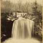 Black and white photograph of Minneopa Falls, Minnesota, ca. 1865.