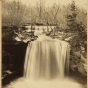 Black and white photograph of Minneopa Falls, Minnesota, ca. 1865.