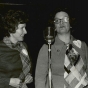 Black and white photograph of Sandra McGrath, wife of the president of the University of Minnesota, speaks at an AAUW and BPWC-sponsored annual banquet, February 22, 1977.