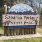 Entrance sign at Savanna Portage State Park acknowledging the area’s Indigenous and fur-trading history, 2018. Photograph by Jon Lurie; used with the permission of Jon Lurie.