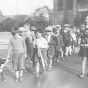 Group of children being escorted by School Police.