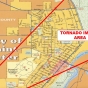 Map showing the path of the St. Peter Tornado. 